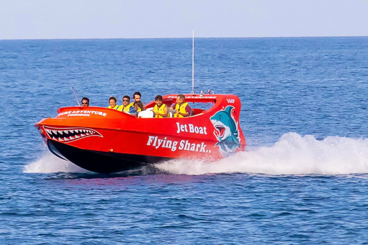 High-speed jet boat ride with splash and thrill on Cretan waters